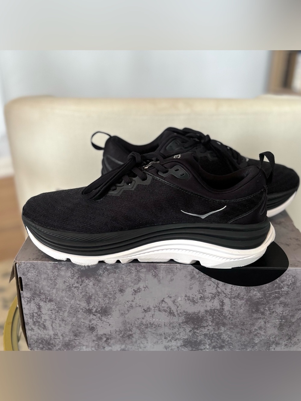Hoka One One Gaviota 5 Black White Women's Size 9 D Wide Running Shoes 1134270 - Picture 3 of 10